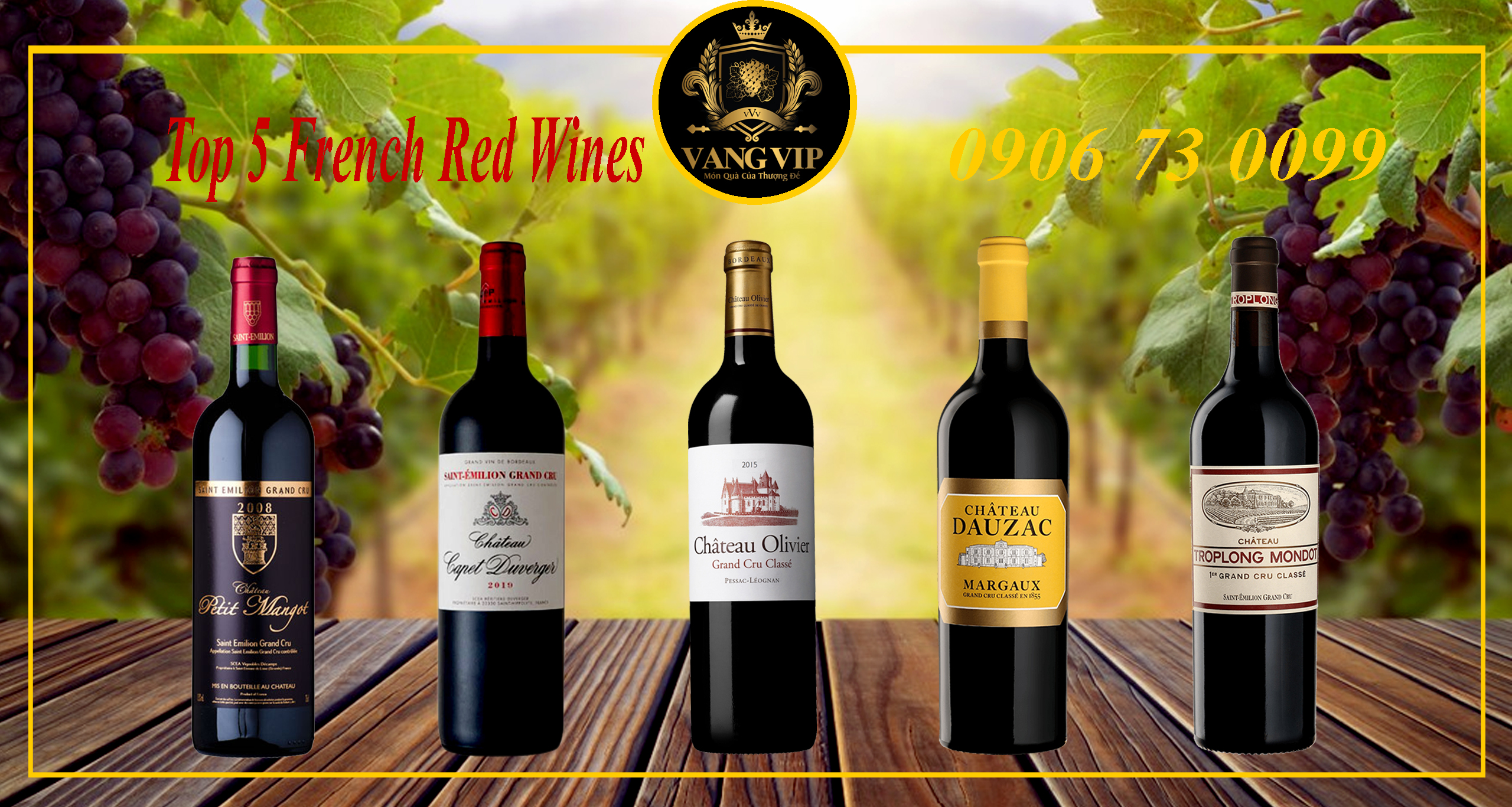 Top 5 rượu vang Pháp nổi bật tại Vang Vip